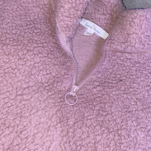 Cropped pink Sherpa jacket